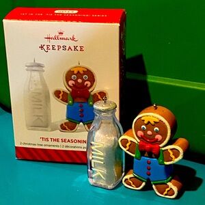 Hallmark Keepsake “Tis the Seasoning” Milk and Gingerbread Man Ornaments